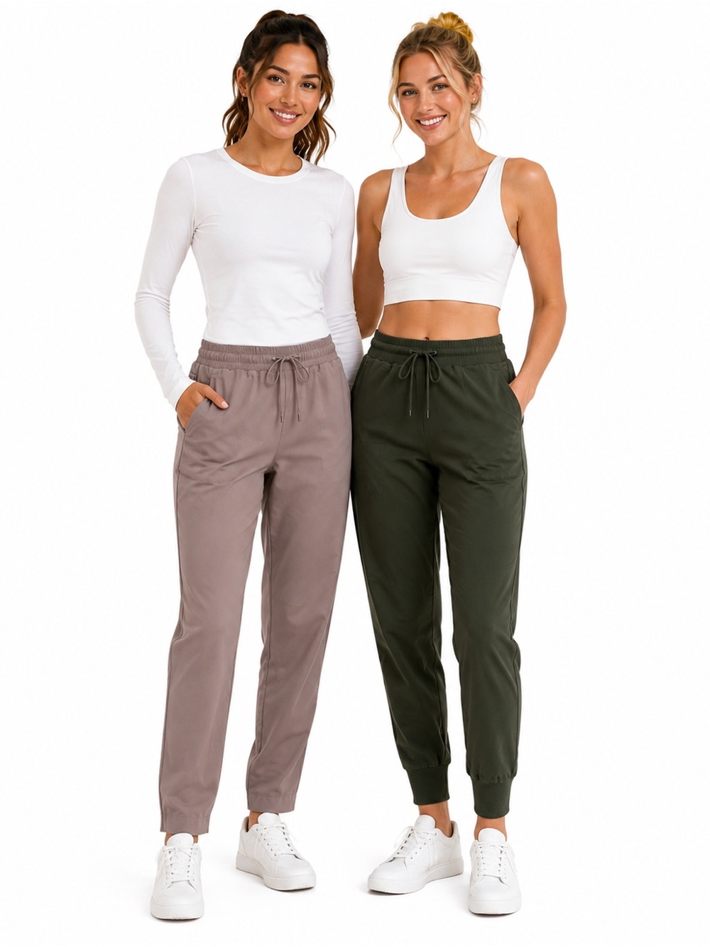 all in motion Taupe and Olive Drawstring Joggers - Womens